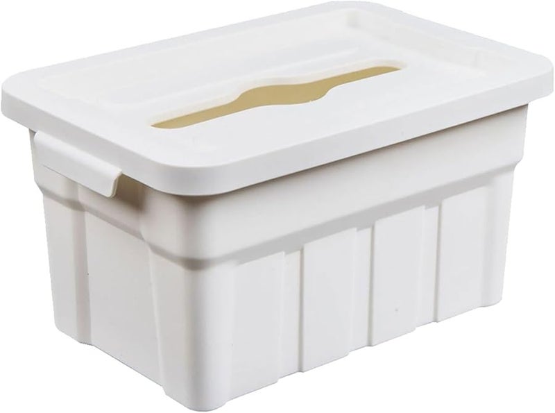 White Retro Tissue Box Organizer Spring Assisted Lift Desktop Storage Container - Image 1